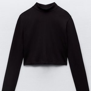 Cropped mock neck top